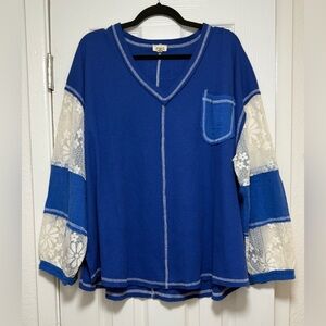 POL Vibrant Blue Textured Top